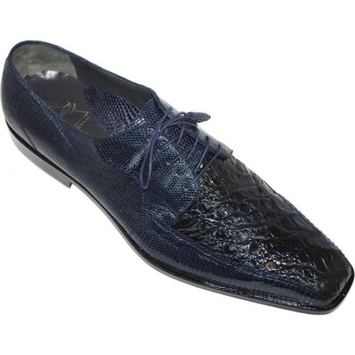 Romano "Odie-X" Navy Genuine Crocodile/Lizard Shoes